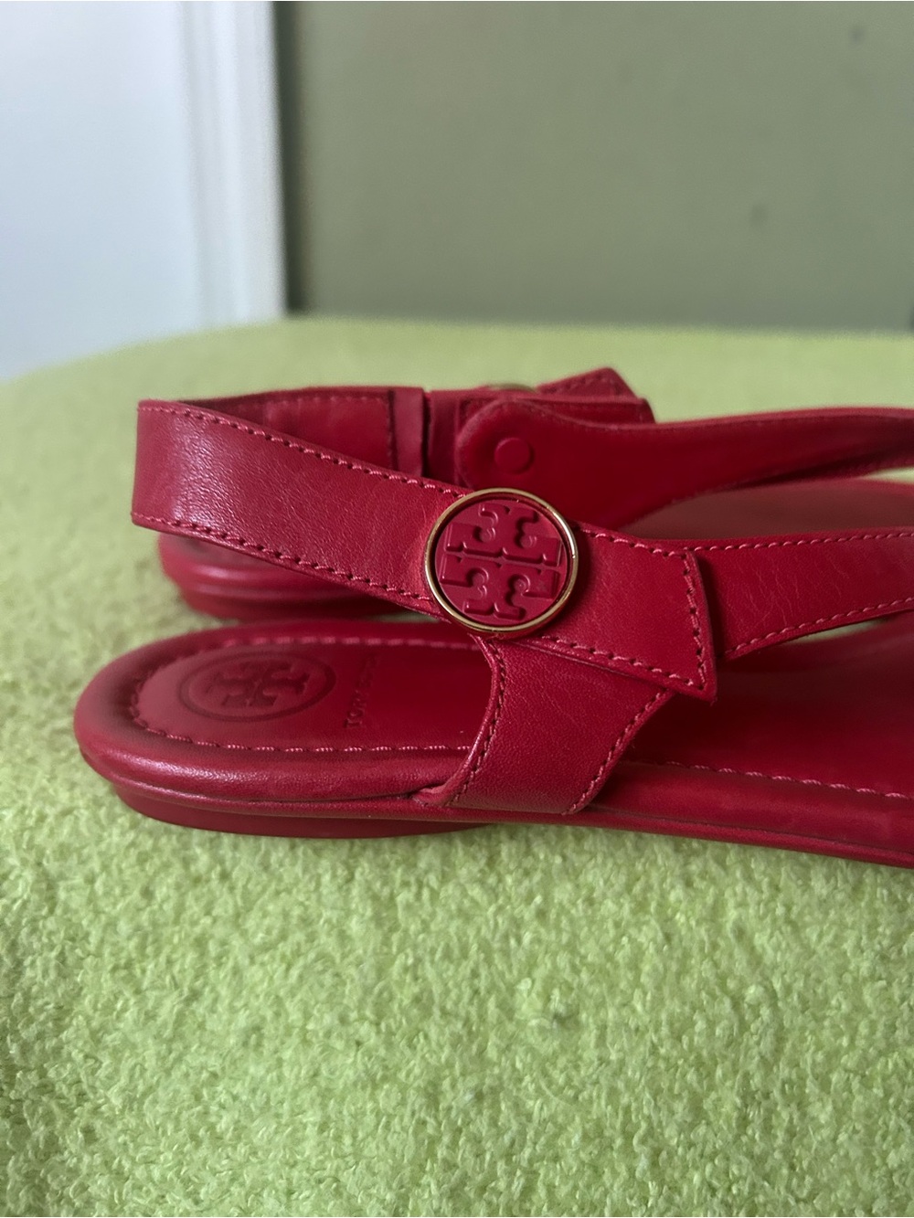 Tory Burch Red Leather Slingback Thong Sandals Sz 8 - Picture 4 of 13